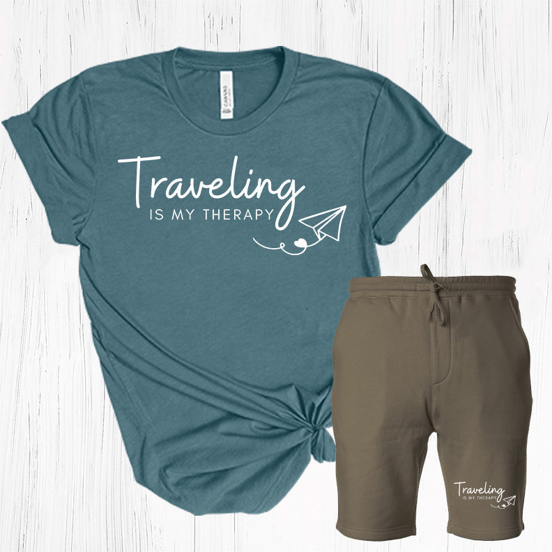 Traveling is My Therapy - Graphic Tee and Shorts