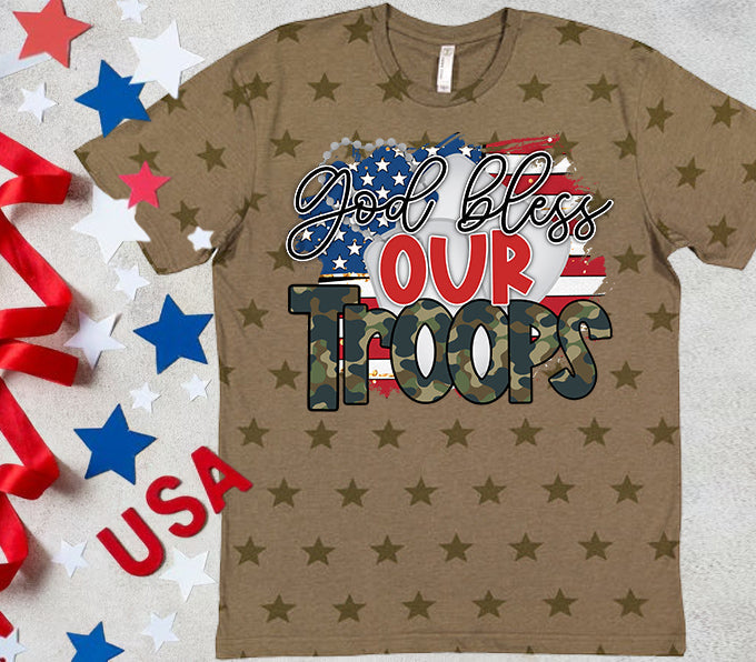 God Bless Our Troops - Star Graphic Tee