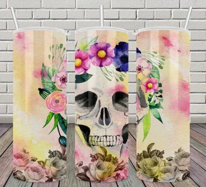 Floral Skull Tumbler