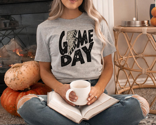 Game Day Leopard Bolt Graphic Tee